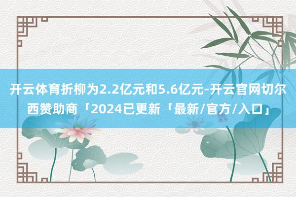 开云体育折柳为2.2亿元和5.6亿元-开云官网切尔西赞助商「2024已更新「最新/官方/入口」